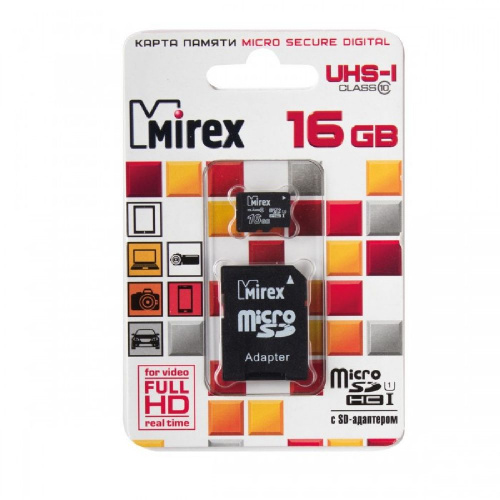 ф\к Sicure Digital micro SDHC16GB MIREX Class 10 с адаптером